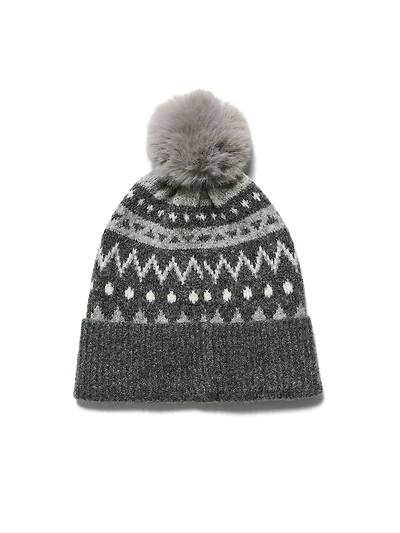Jaquard Knit Pom Pom Hat