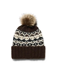 Jaquard Knit Pom Pom Hat