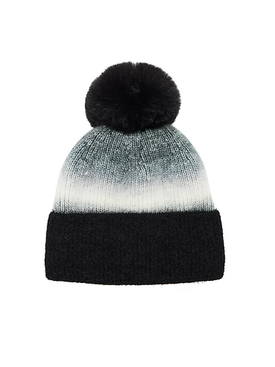 Ombre Knit Hat With Pom Pom