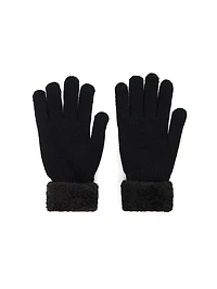 Faux Fur Trim Knit Gloves