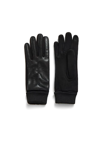 Gants tactiles en faux cuir côtelé