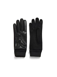 Gants tactiles en faux cuir côtelé