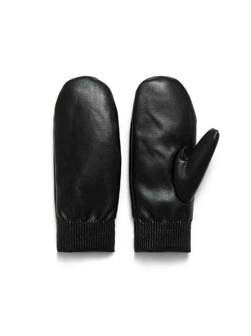 Faux Leather Mittens