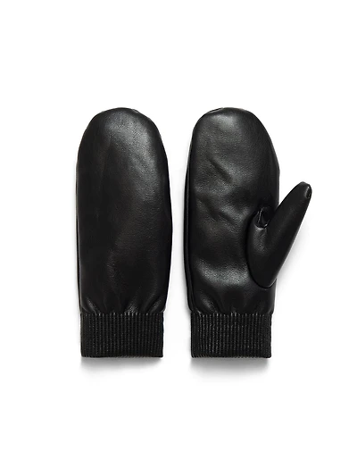 Faux Leather Mittens