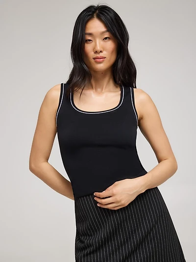 Contrast Trim Scoop Neck Tank Top
