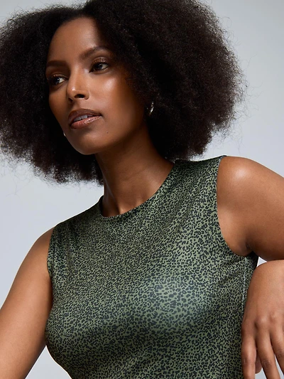 Débardeur à double épaisseur et imprimé léopard