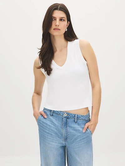 Camisole en mélange de coton côtelé