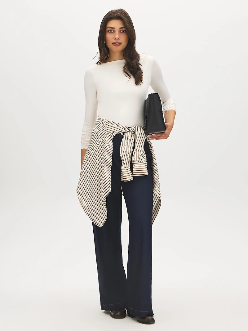 Double Layer Boat Neck Top