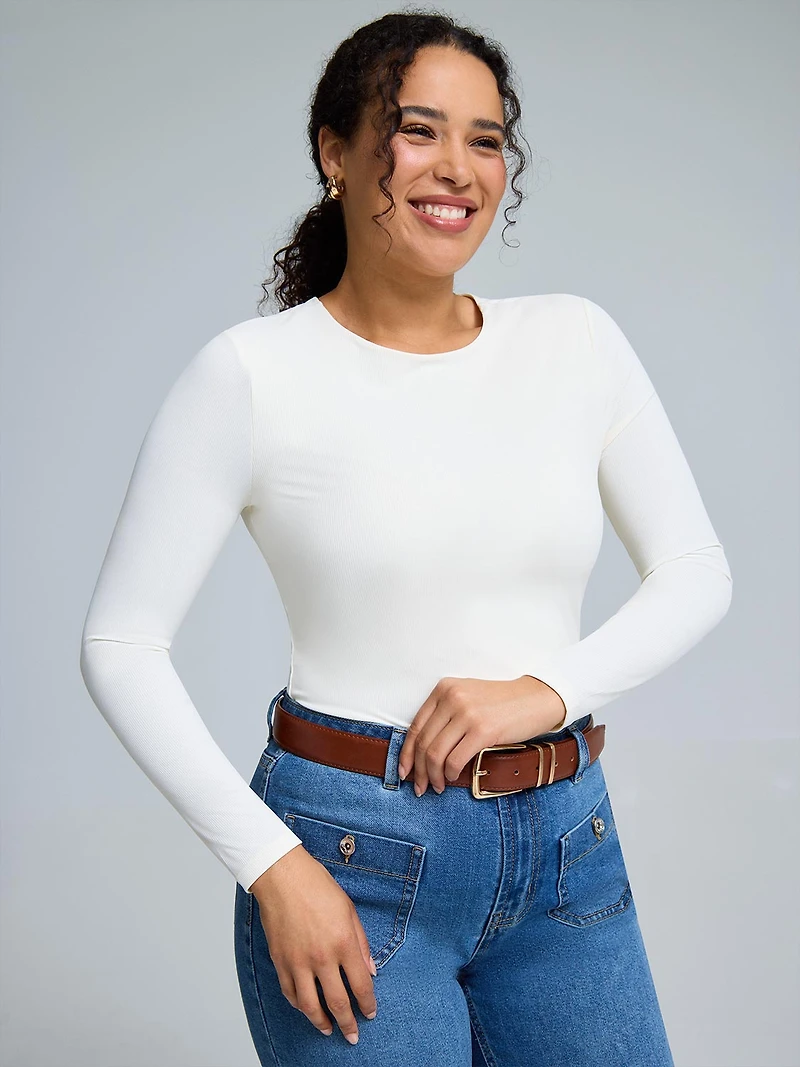 Double Layer Crew Neck Ribbed Top