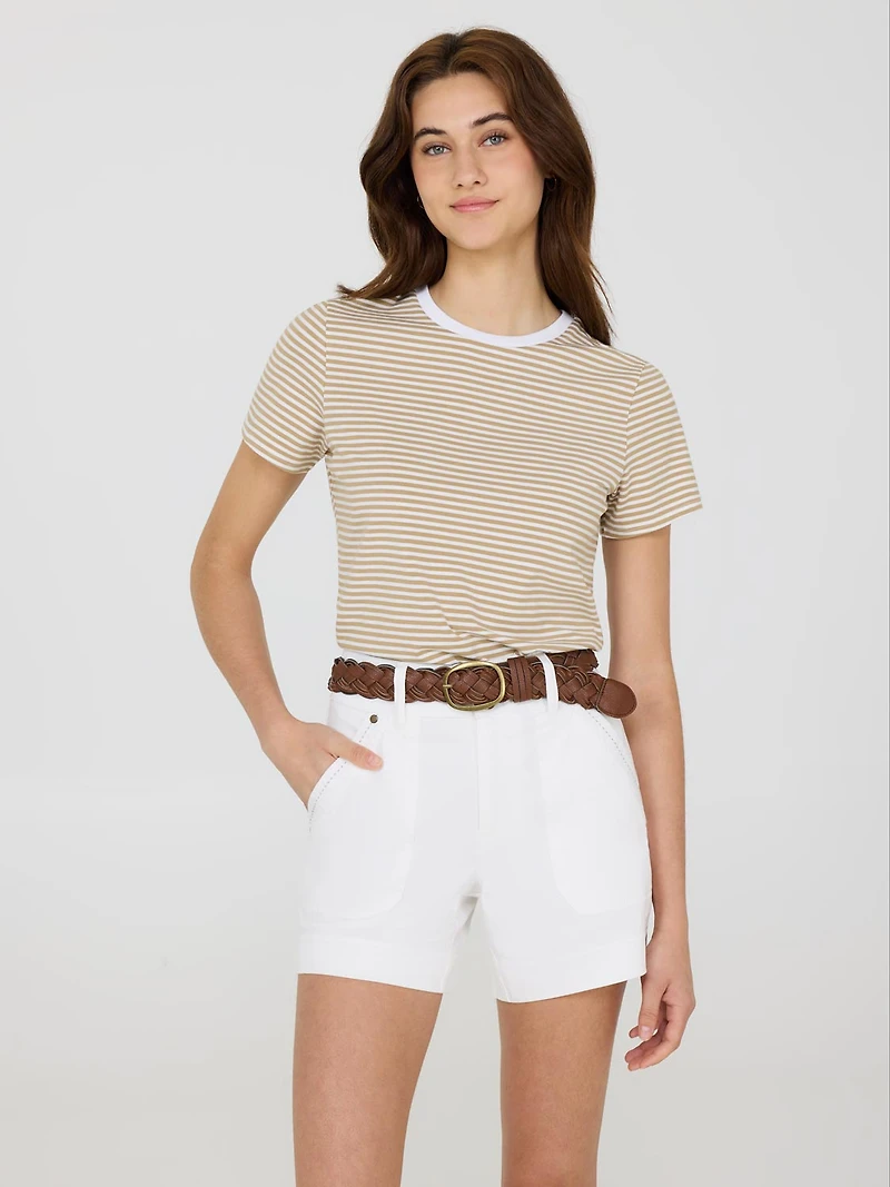 Striped Short Sleeve Screw Neck T-Shirt
