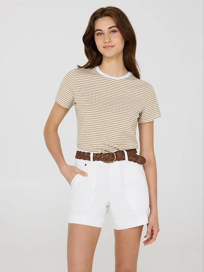 Striped Short Sleeve Screw Neck T-Shirt