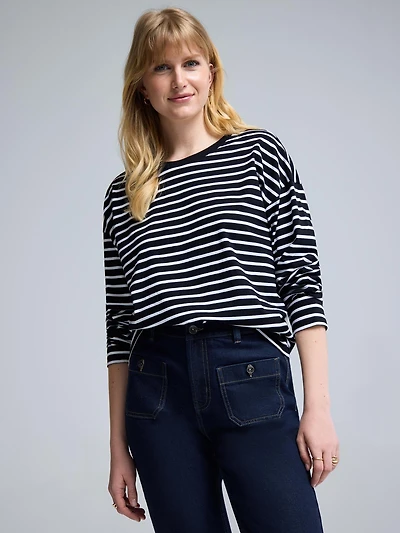 Striped Long Sleeve Cotton T-Shirt