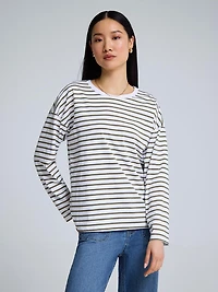 T-shirt en coton à manches longues et rayures