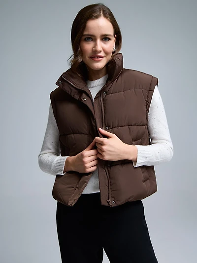 Veste matelassée courte à manches amovibles