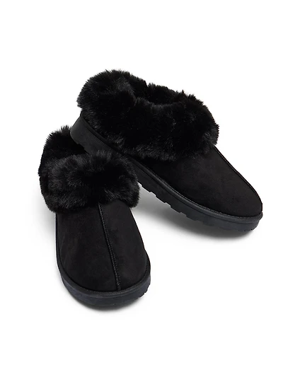 Faux Fur Lined Suede Slippers