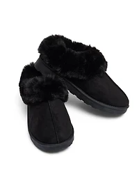 Faux Fur Lined Suede Slippers
