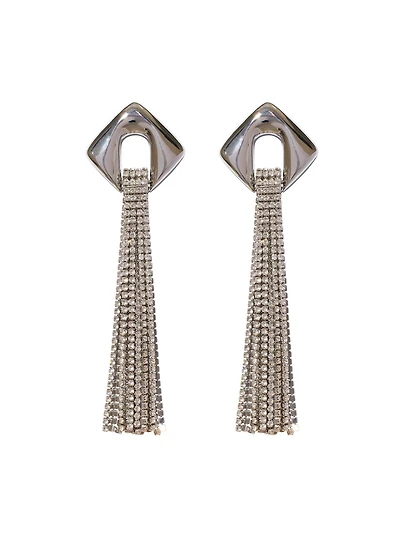 Rhinestone Chain Tassel Earrings