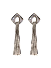 Rhinestone Chain Tassel Earrings