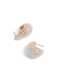 Pearl Pave Huggie Earrings