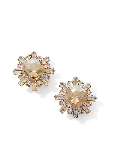 Boucles d’oreilles boutons avec détails en pierres