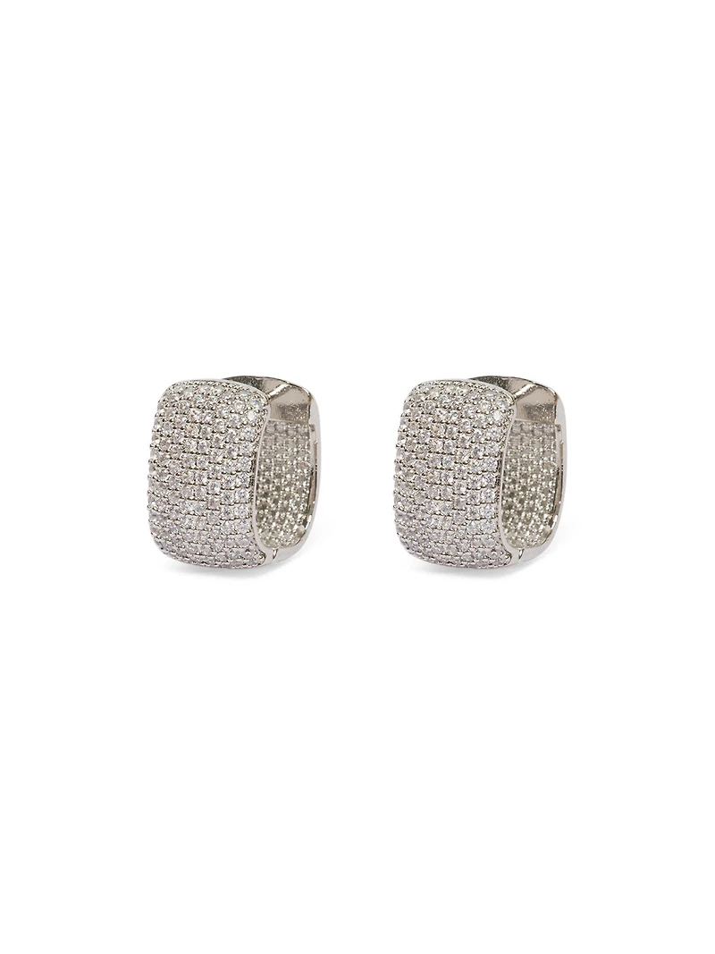 Boucles d'oreilles créoles larges ornées de pavé de pierres
