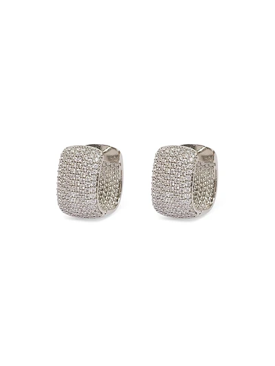 Boucles d'oreilles créoles larges ornées de pavé de pierres