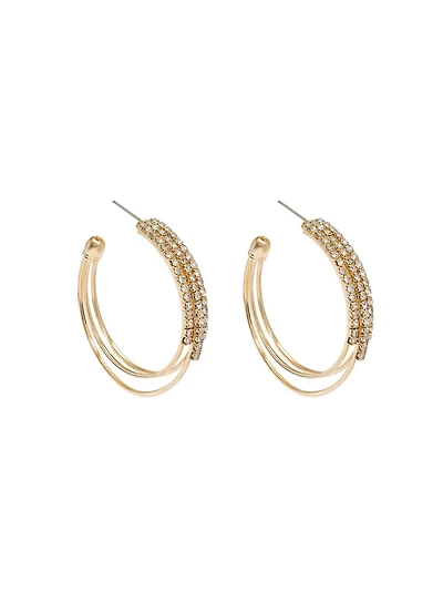 Boucles d'oreilles créoles pavées en éventail