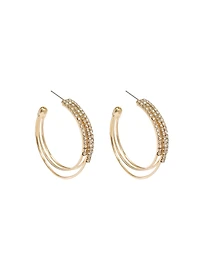 Boucles d'oreilles créoles pavées en éventail