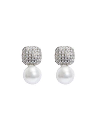 Pearl Drop Pavé Earrings