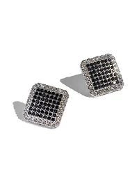 Boucles d'oreilles pavées à boutons carrés