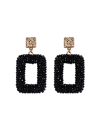 Beaded Rectangle Statement Earrings