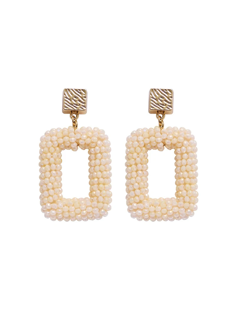 Boucles d'oreilles rectangulaires ornées de perles