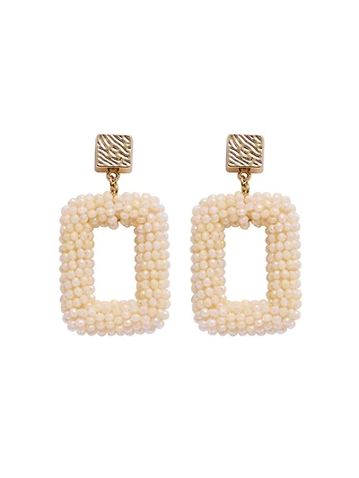 Boucles d'oreilles rectangulaires ornées de perles
