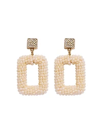 Boucles d'oreilles rectangulaires ornées de perles