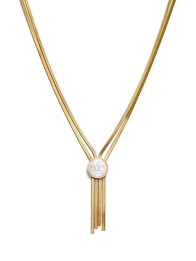Pearl Lariat Snake Chain Necklace