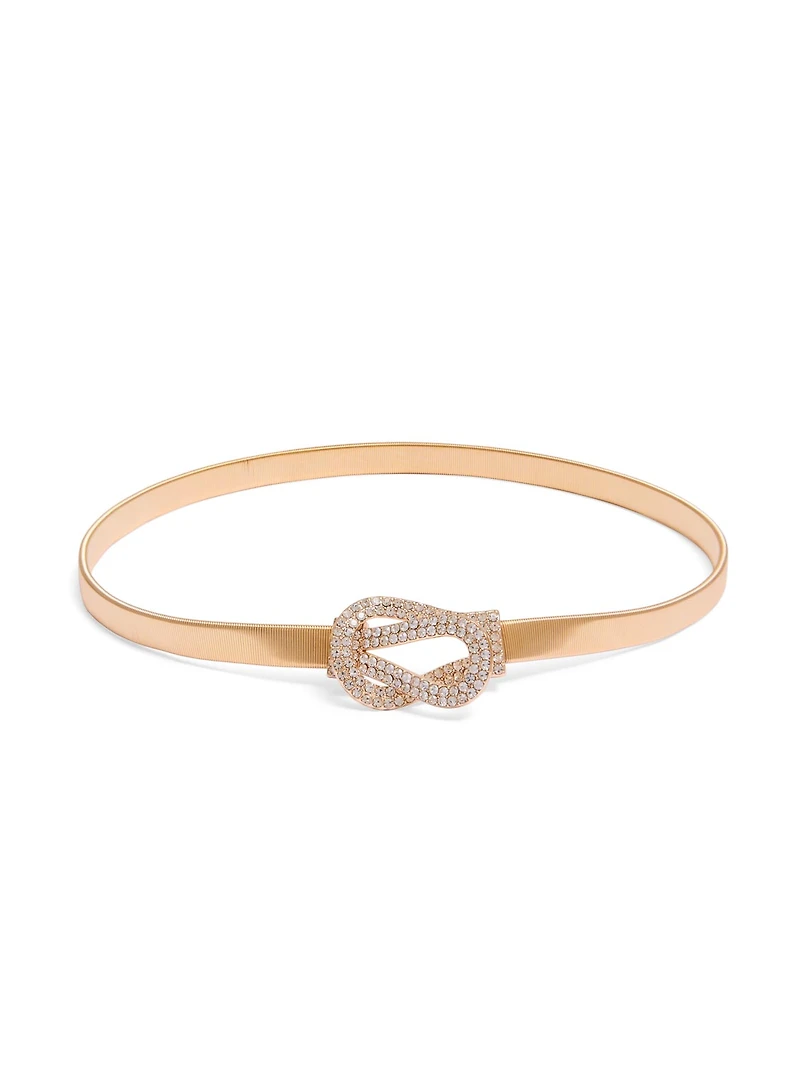 Rhinestone Buckle Metal Stretch Belt