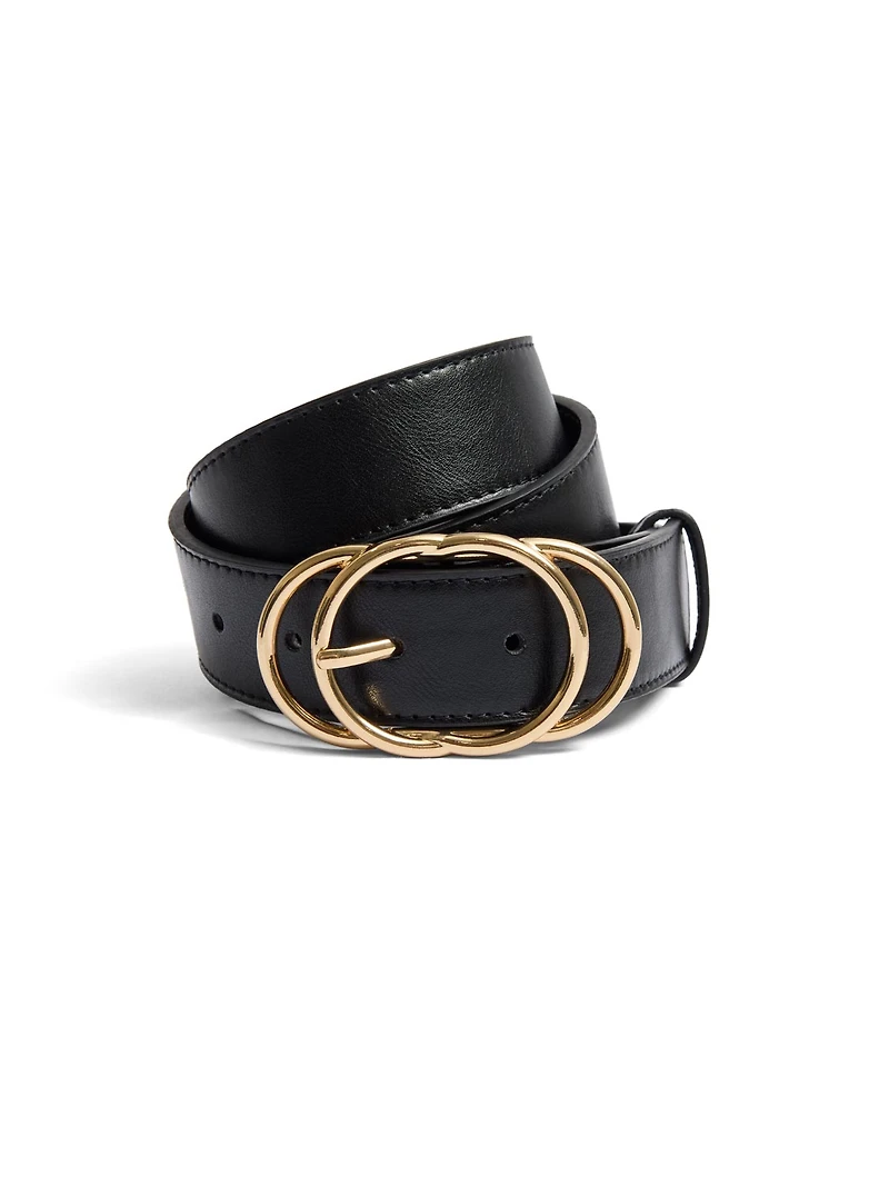 Ceinture en faux cuir avec boucle dorée