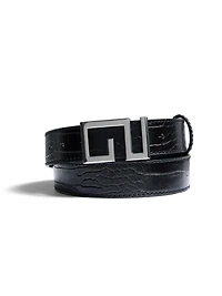 Geometric Buckle Crocodile Belt