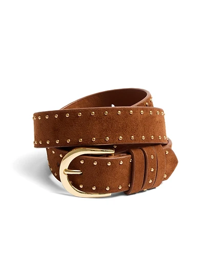 Ceinture en faux suède ornée de clous dorés