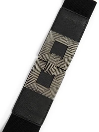 Carved Metal Buckle Elastic Belt
