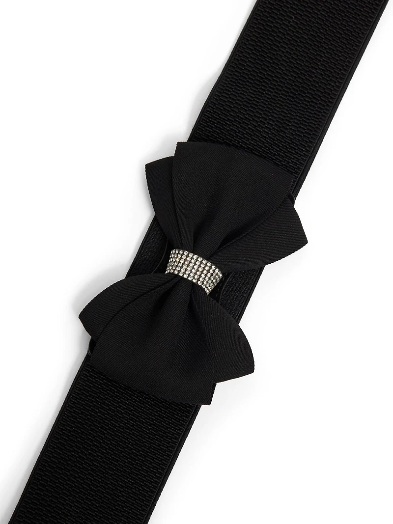 Rhinestone Bow Elastic Stretch Belt