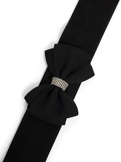 Rhinestone Bow Elastic Stretch Belt