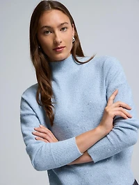 Chandail à col montant avec fini métallisé et paillettes