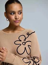 Knit Sweater With Floral Design