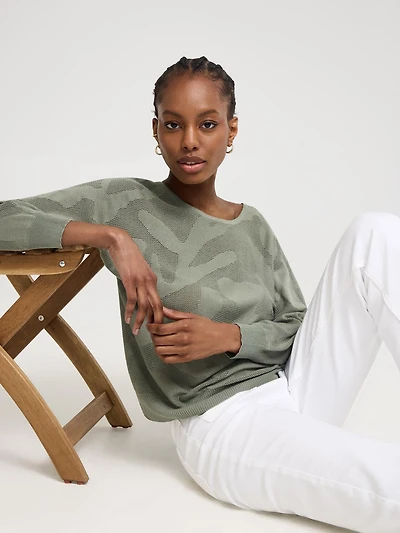 3/4 Dolman Sleeve Pointelle Sweater