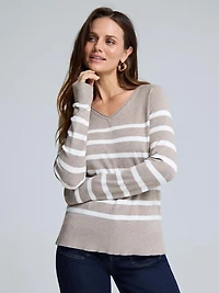 V-Neck Striped Sweater