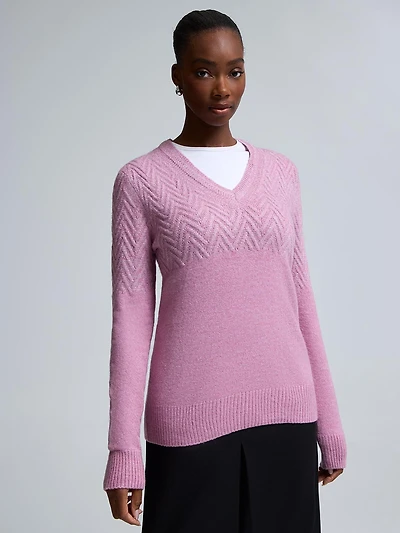 Chandail métallisé à col en V