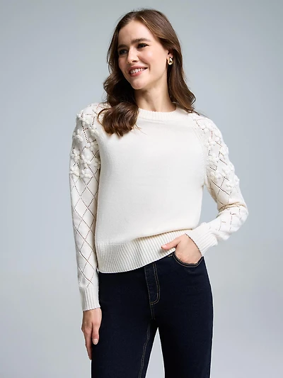 Star Applique Argyle Sleeve Sweater