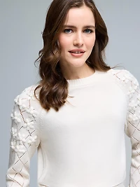 Star Applique Argyle Sleeve Sweater