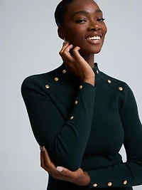 Chandail à col montant et détails boutonnés